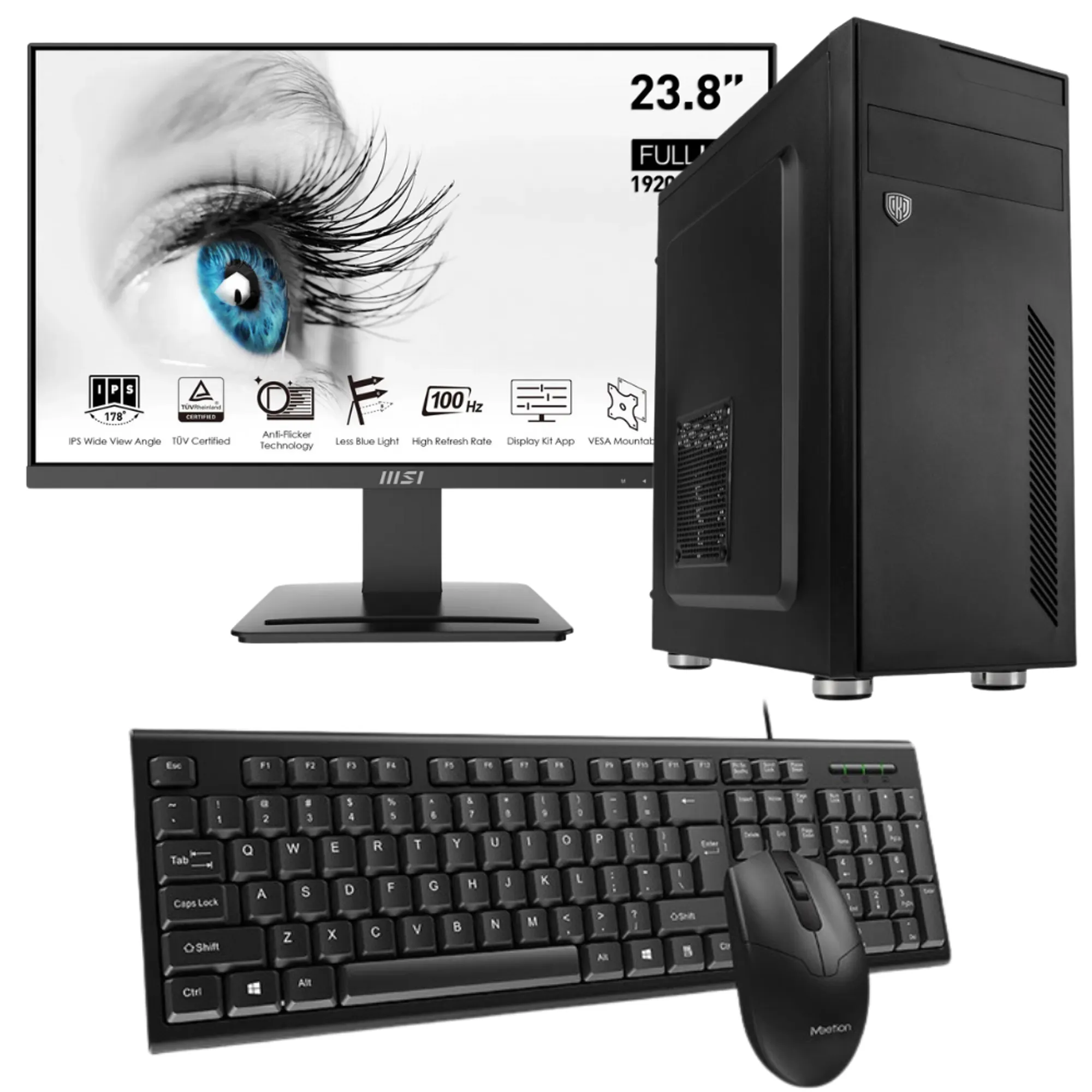 Komplett Asztali Számítógép, i5-12gen, 24GB DDR5, 2000GB SSD, Monitor, Billentyűzet + egér, Windows 11 pro